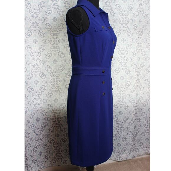 DKNY Womens Jersey Front Button Sleeveless Shift Dress‎ Blue Size 4 - Picture 5 of 12